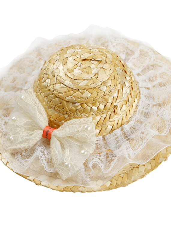 Straw Hat for Dogs with Bow