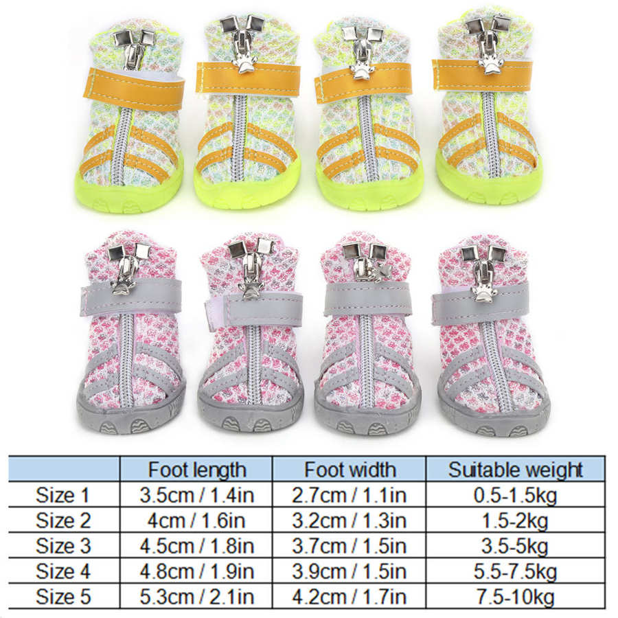 DogMEGA Breathable Mesh Dog Shoes for Small Medium Dogs, Reflective Dog Boots with Adjustable Strip, Anti-Slip Dog Bootie for Outdoor Hiking Protection
