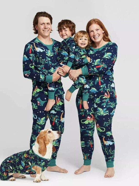 DogMEGA Dinosaur Print Pajamas for Family and Dog Family Matching Pajamas Christmas (8)_compressed