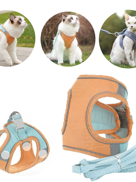 Dog Cat Harness Vest With Walking Lead Leash Adjustable