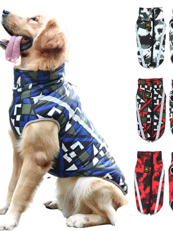 Dog Outdoor Waterproof Jackets Reflective Plaid Design