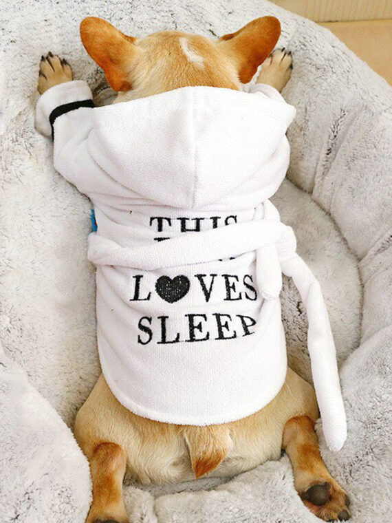 DogMEGA Soft and Fashionable White Dog Bathrobe or Pajamas