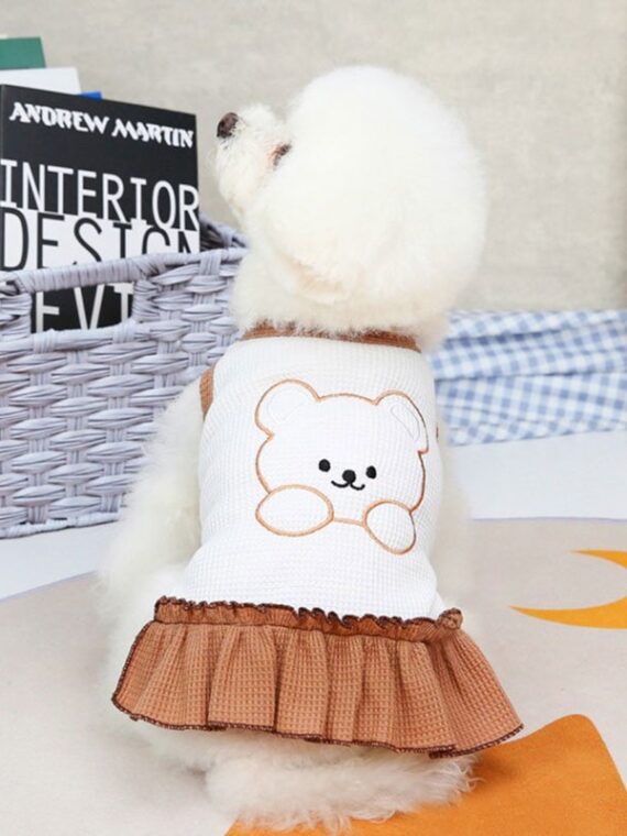 Cute Style Bear Embroidered Dress For Dogs
