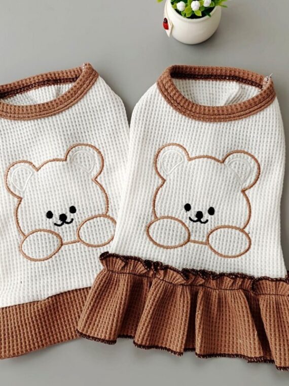 Cute Style Bear Embroidered Dress For Dogs