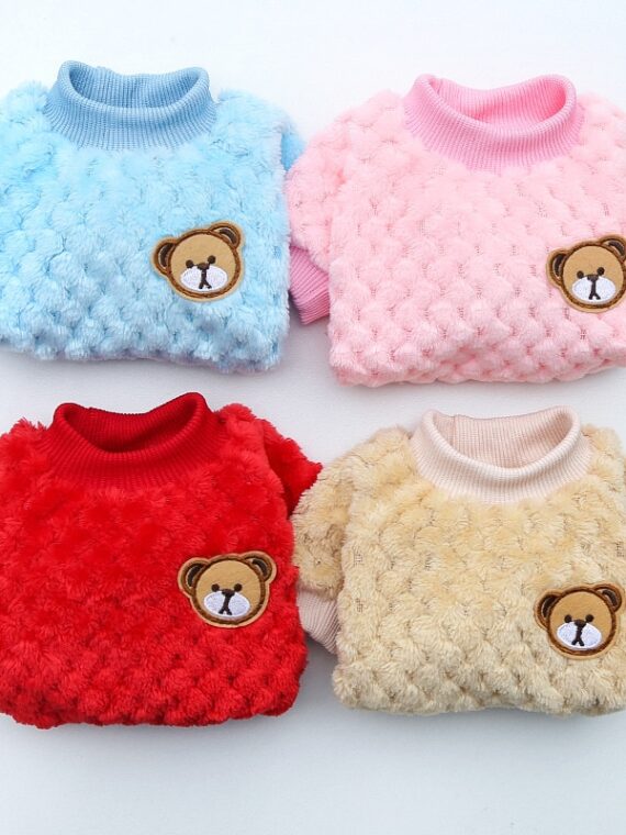 Winter Clothes For Medium and Small Dogs – Fleece Sweater With Bear Embroidery