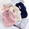 High Neck Sweater With Cute Bear Button