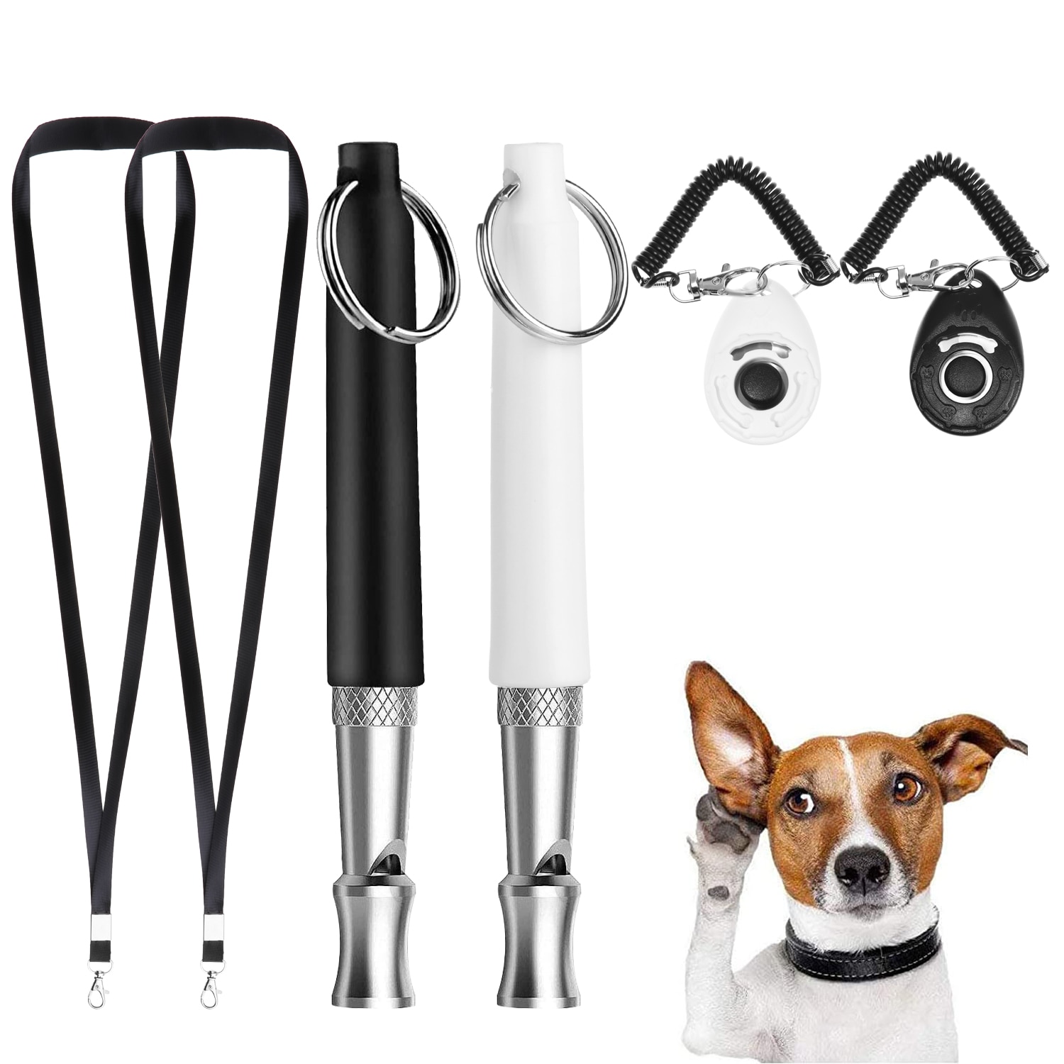 Set Of The Ultrasonic Whistle Integrated Clicker For Dog Training