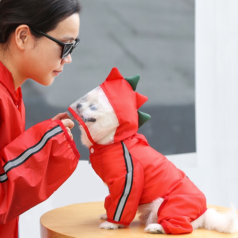 Raincoat Jumpsuit Cosplay Red Dinosaur And Green Frog For Dogs