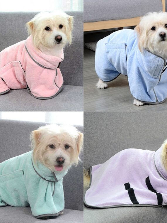 Absorbent Bathrobe For Dog - Many Cute Pastel Colors