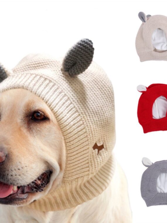 Warm Knitted Hat With Ear Cover For Dogs