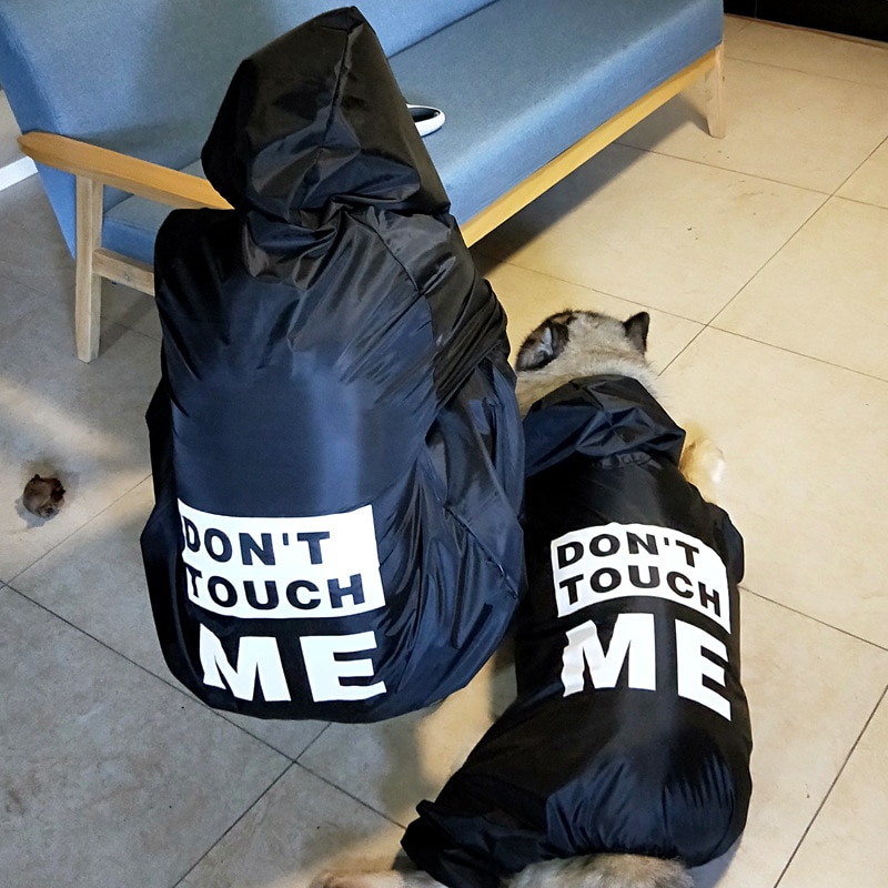 Waterproof Raincoat For Dog And Owner - With Printed Text