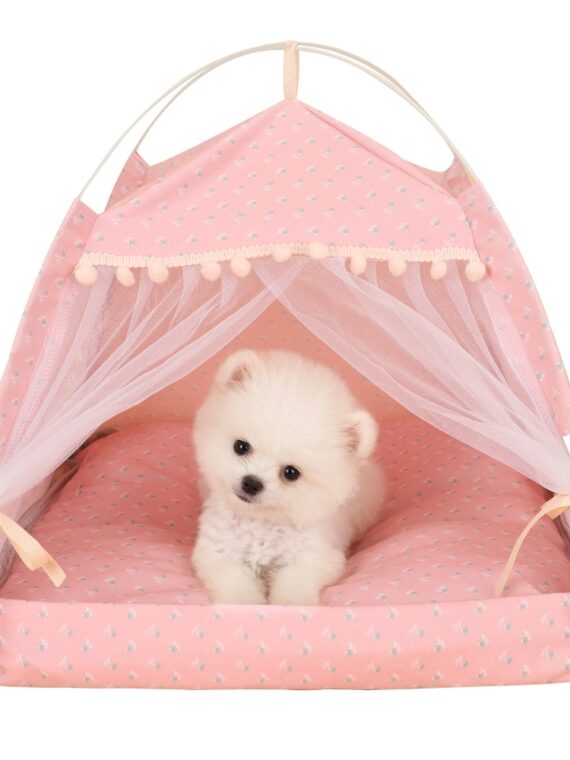 Princess Bed With Curtains For Dogs