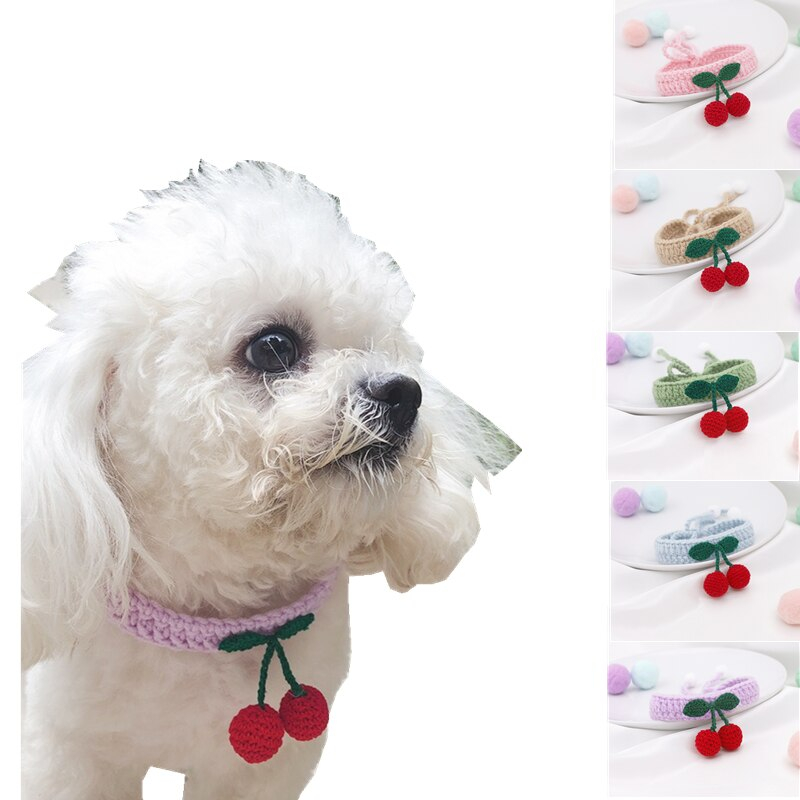 Knitted Collars With Cherries For Dogs
