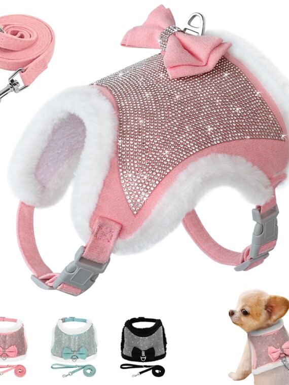 Dog Harness And Leash Set - With A Cute Bow