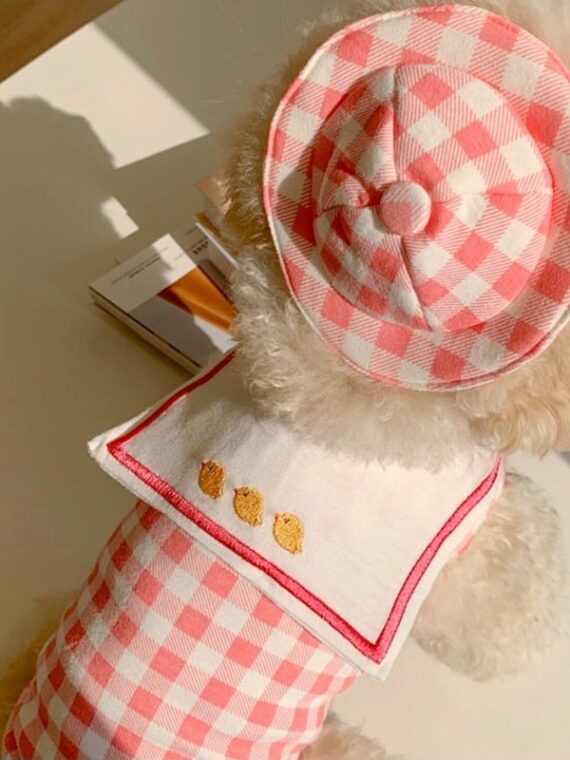 Checkered T-shirt With Yellow Ducks Embroidery