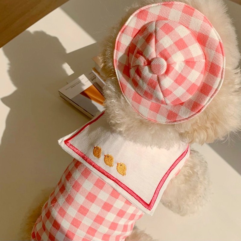 Checkered T-shirt With Yellow Ducks Embroidery