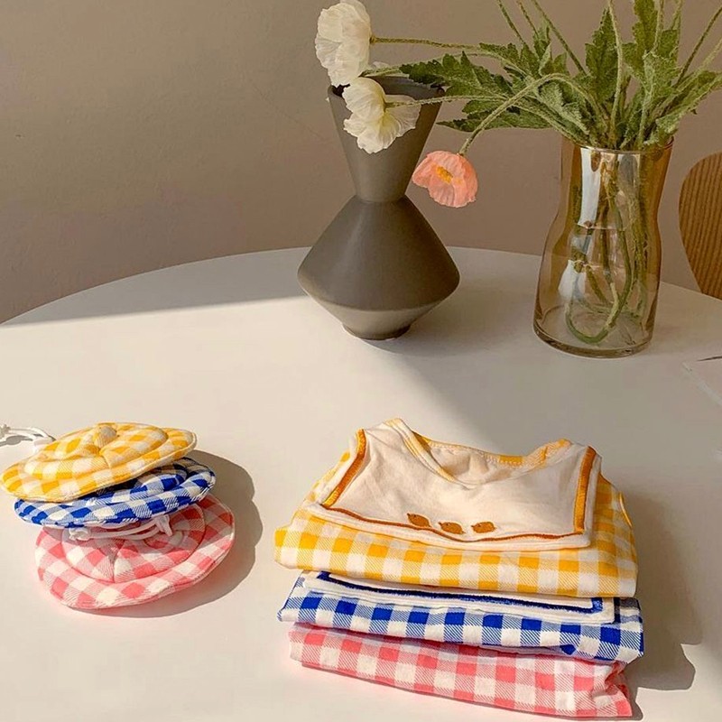Checkered T-shirt With Yellow Ducks Embroidery