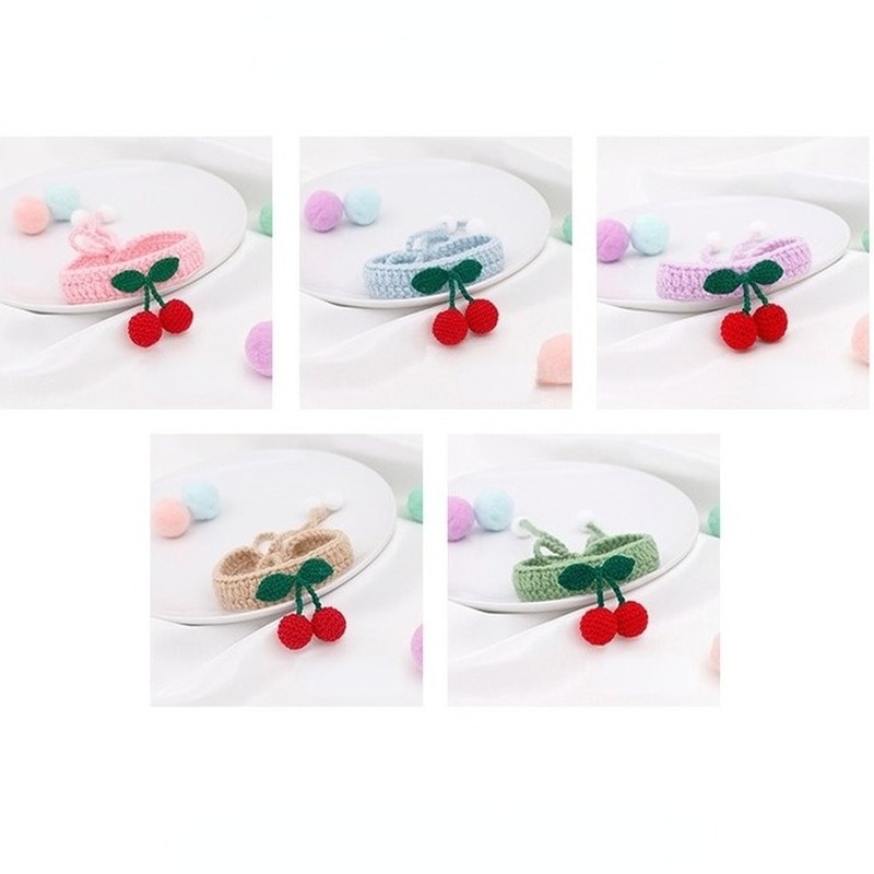 Knitted Collars With Cherries For Dogs