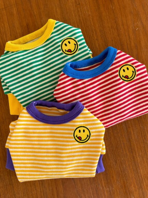 Dog Plaid T-shirt - Cute Smiley Face