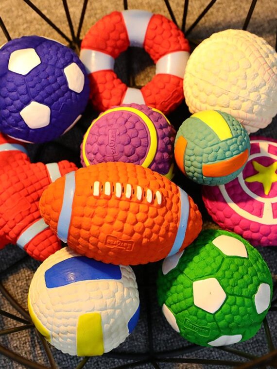 Natural Rubber Ball - Squeaky Toy For Dog