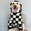 Checkered Fleece Hoodie For Dog