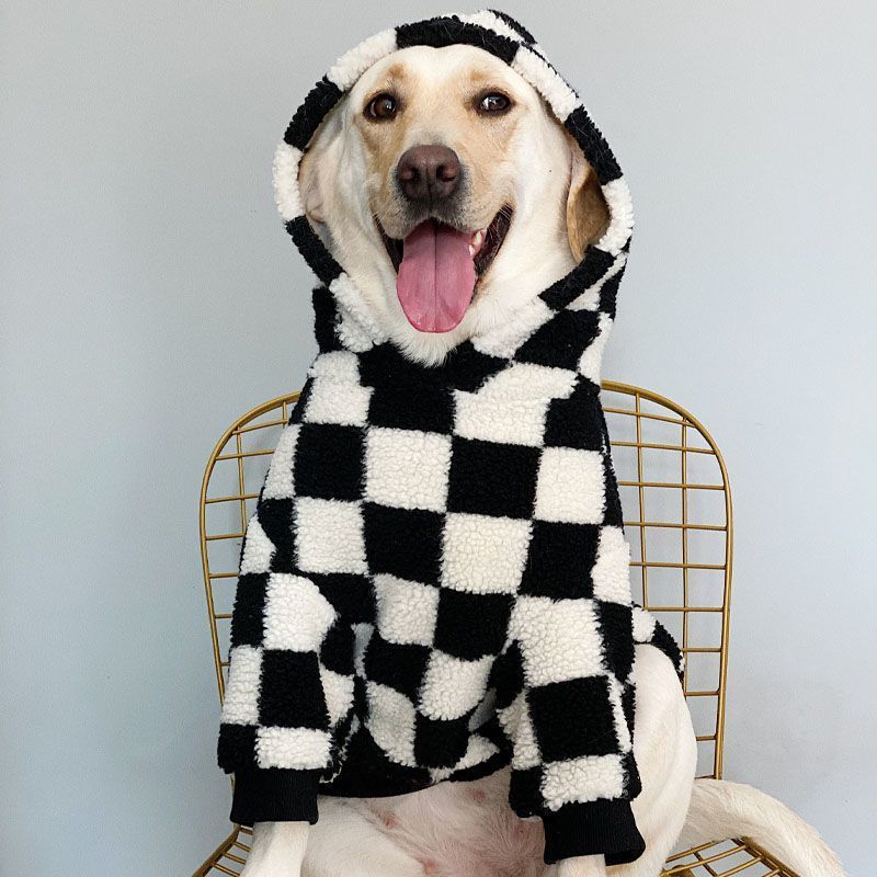 Checkered Fleece Hoodie For Dog