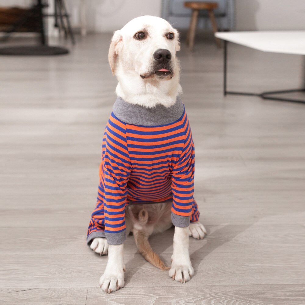 Striped Jumpsuit For Large Dog