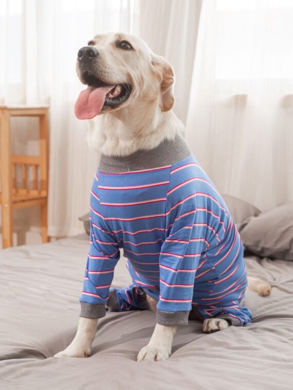 Striped Jumpsuit For Large Dog