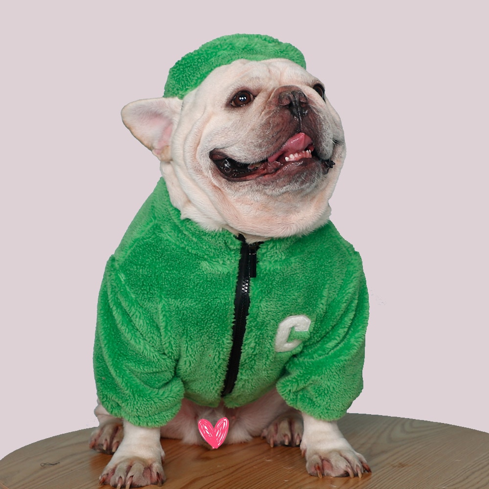 C-embroidered Warm Fleece Jacket For Small Dog