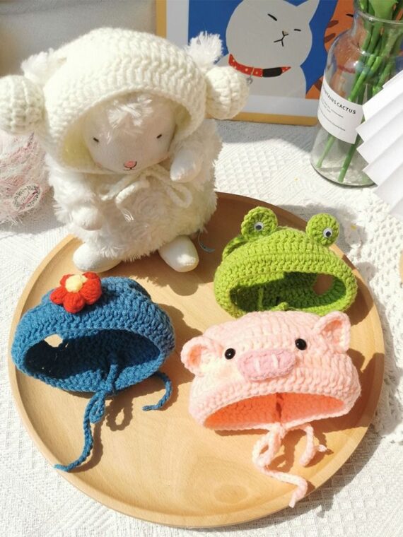 Dog Knitted Hat With Animal-shaped Design