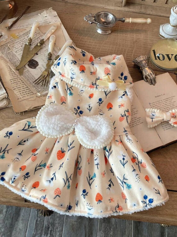 Sweet Princess Dress With White Bow For Dog