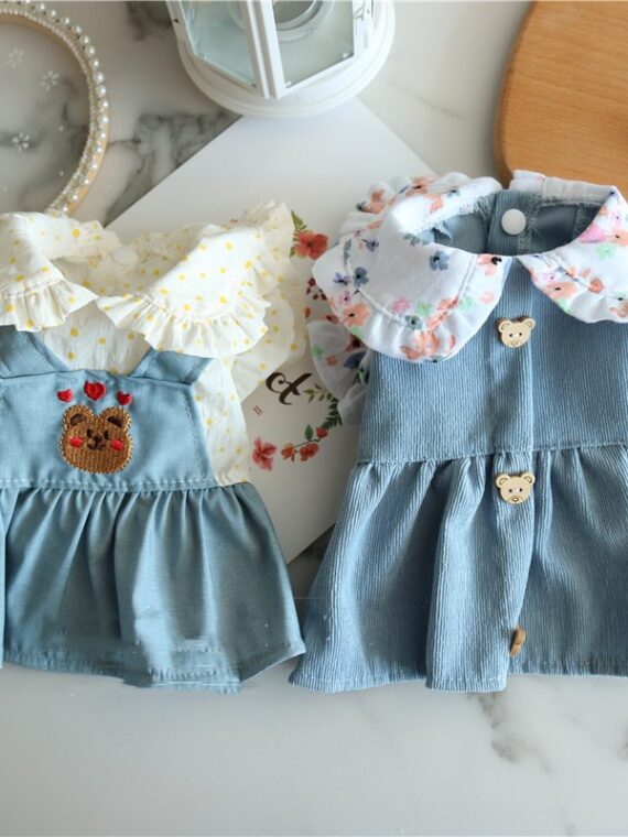 Summer Cute Bear Denim Dress For Dog