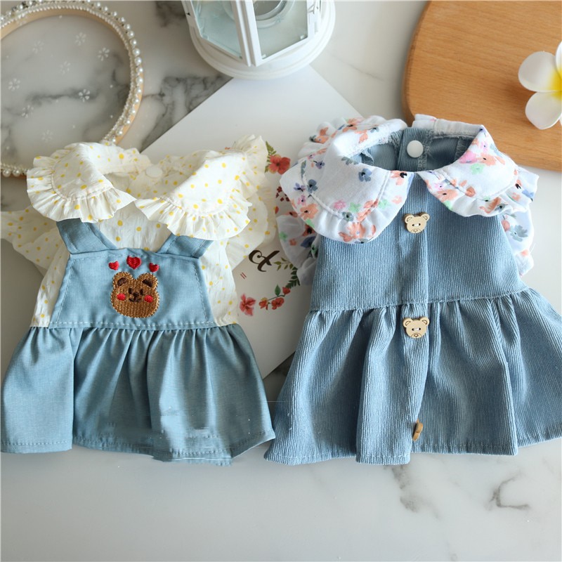 Summer Cute Bear Denim Dress For Dog