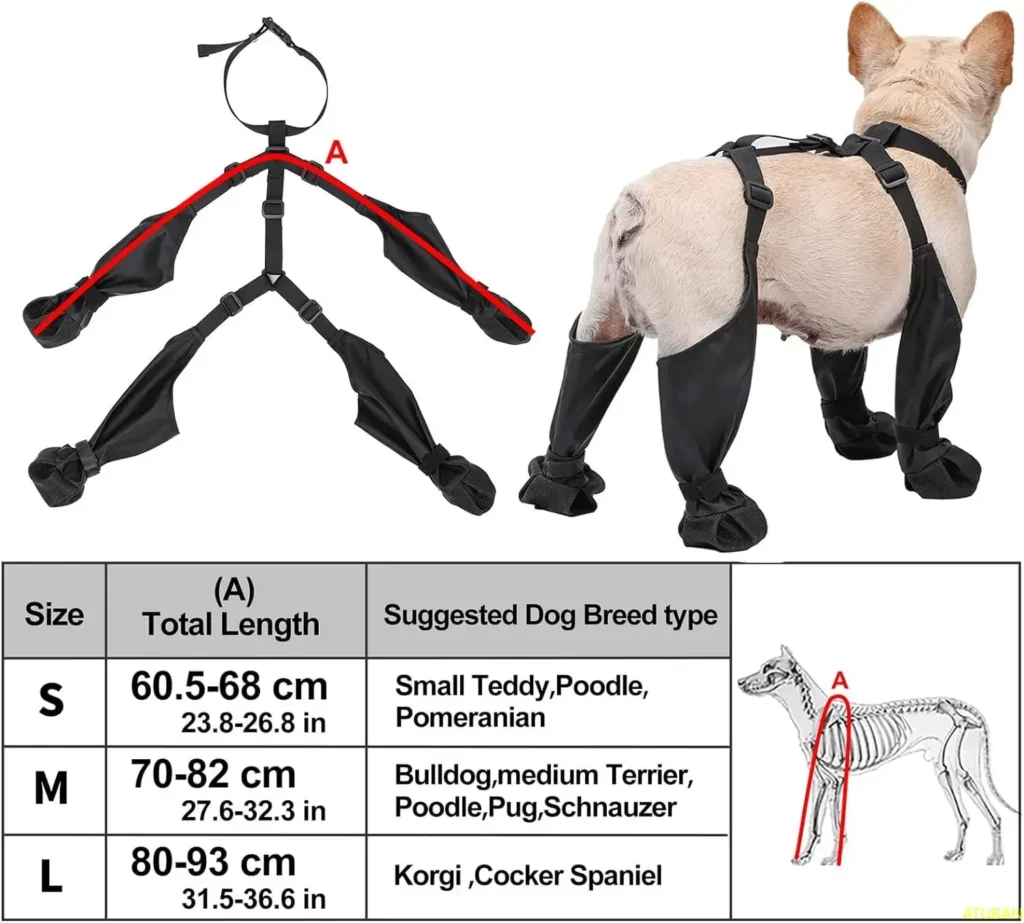 Non-Slip Suspender Dog Boots size
